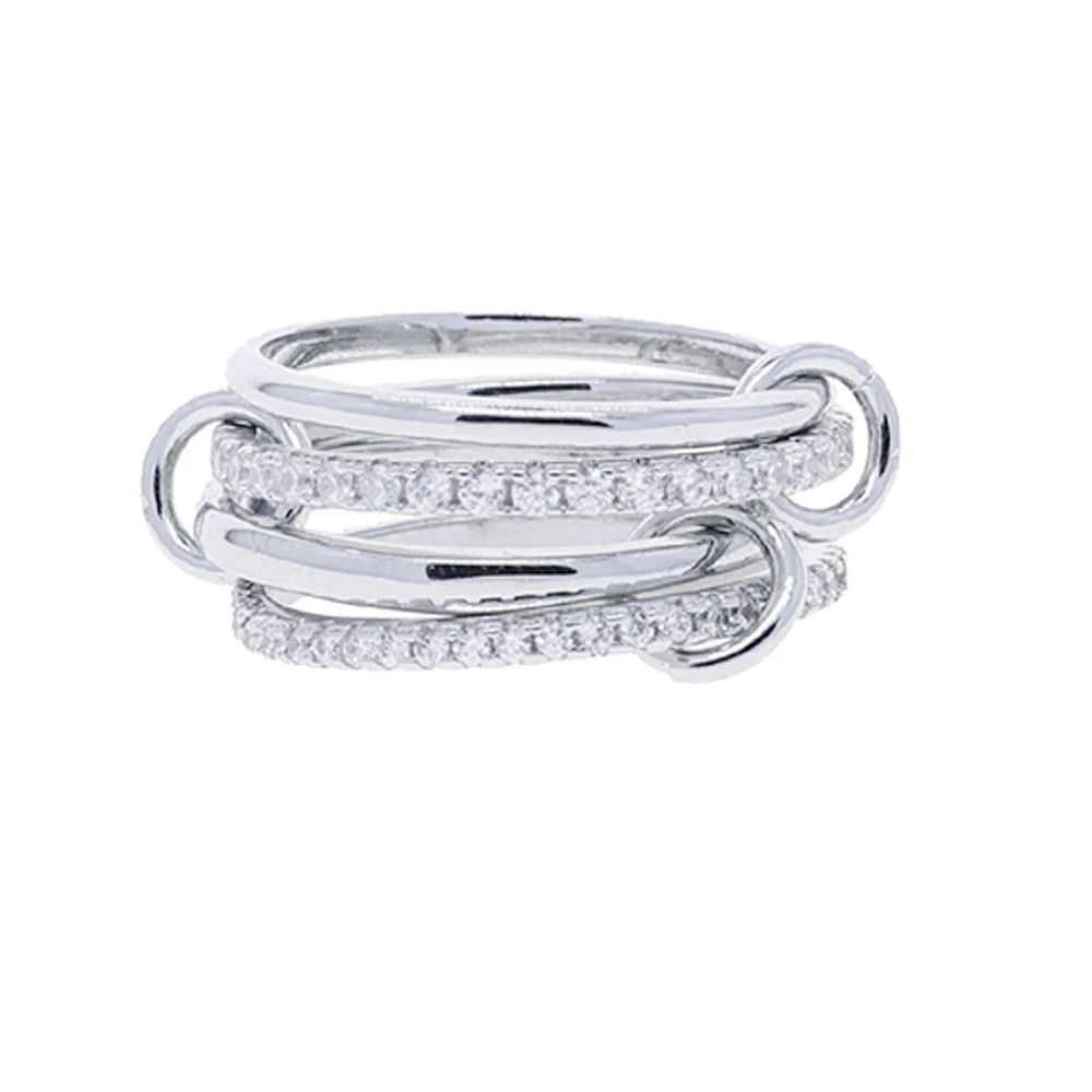 2026 New Spinelli Stacking Engagement Rings For Women Iced Out Micro Paved 5A CZ Mix Color Multi Pieces Stack Finger Jewelry Volleria
