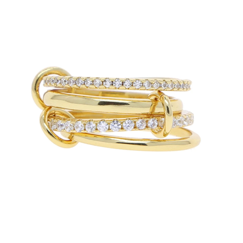 2026 New Spinelli Stacking Engagement Rings For Women Iced Out Micro Paved 5A CZ Mix Color Multi Pieces Stack Finger Jewelry Volleria