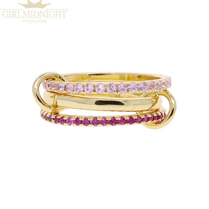 2026 New Spinelli Stacking Engagement Rings For Women Iced Out Micro Paved 5A CZ Mix Color Multi Pieces Stack Finger Jewelry Volleria