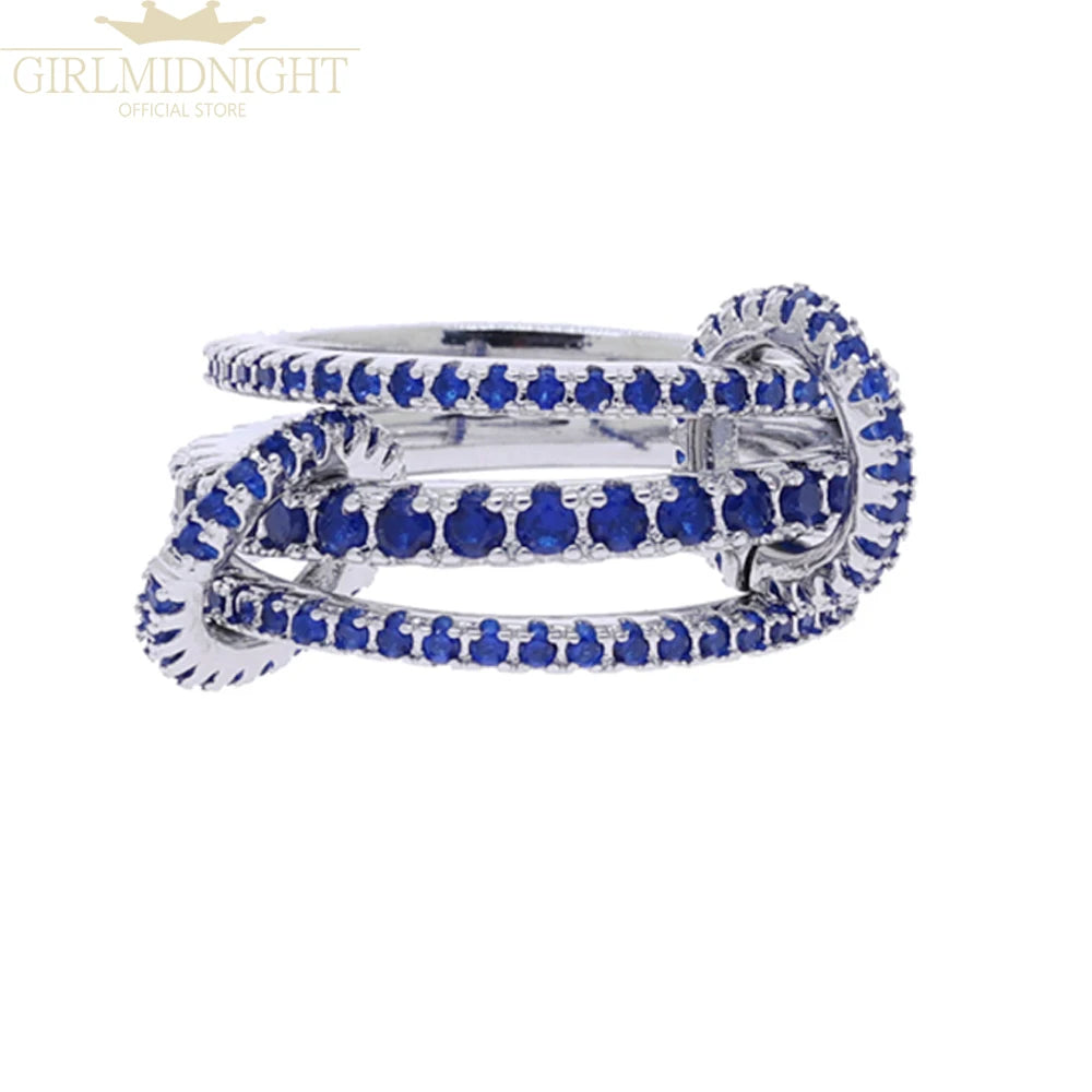 2026 New Spinelli Stacking Engagement Rings For Women Iced Out Micro Paved 5A CZ Mix Color Multi Pieces Stack Finger Jewelry Volleria