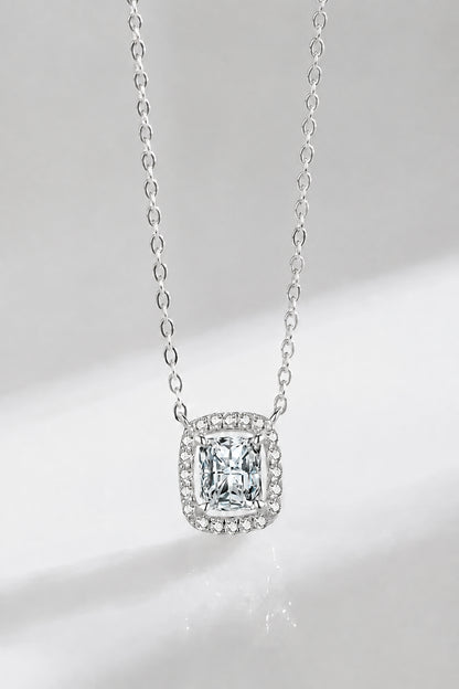 Modian Real 925 Sterling Silver Exquisite Square Shiny Zirconia Pendant Clear CZ Chain Necklace for Women Wedding Fine Jewelry Volleria