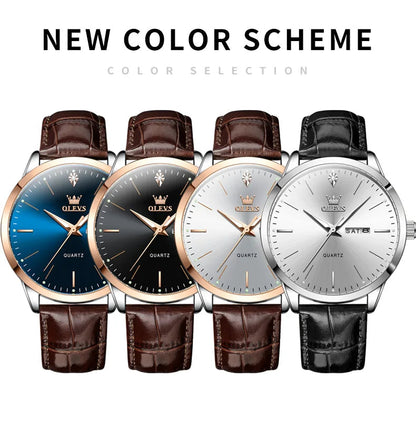 OLEVS 2935 Men Quartz Watch Dual Calendar Luminous Classic Business Watch For Men Fashion Original Waterproof Dress Wristwatch Volleria