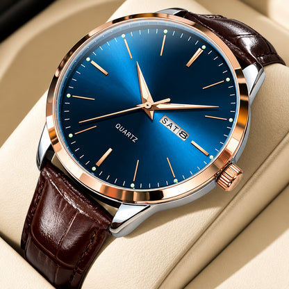 OLEVS 2935 Men Quartz Watch Dual Calendar Luminous Classic Business Watch For Men Fashion Original Waterproof Dress Wristwatch Volleria
