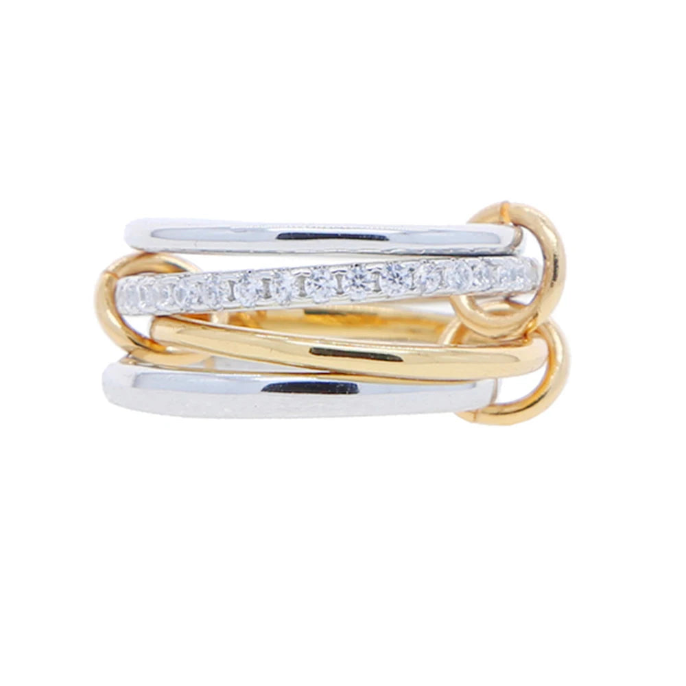 2026 New Spinelli Stacking Engagement Rings For Women Iced Out Micro Paved 5A CZ Mix Color Multi Pieces Stack Finger Jewelry Volleria