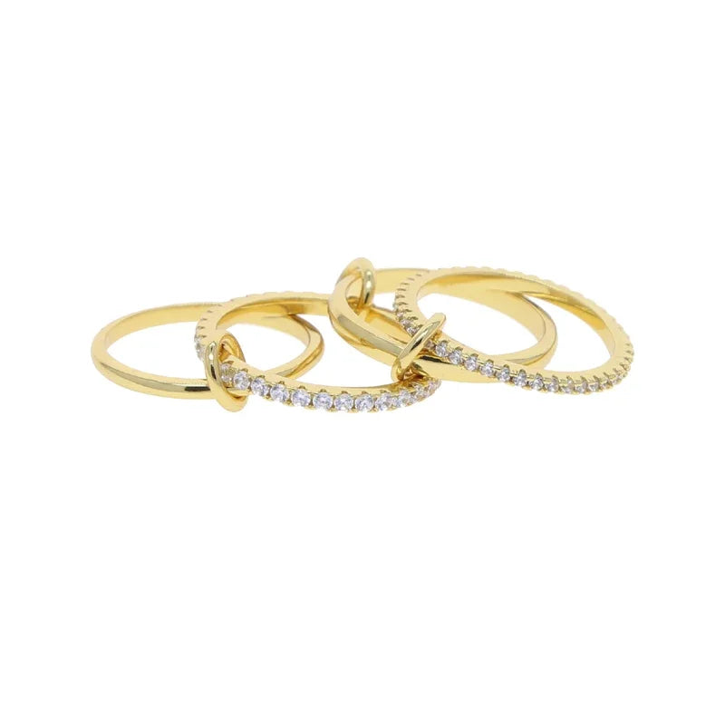 2026 New Spinelli Stacking Engagement Rings For Women Iced Out Micro Paved 5A CZ Mix Color Multi Pieces Stack Finger Jewelry Volleria