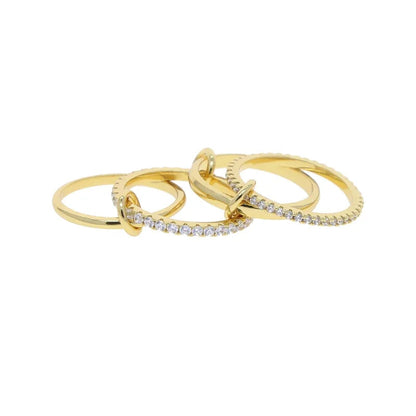 2026 New Spinelli Stacking Engagement Rings For Women Iced Out Micro Paved 5A CZ Mix Color Multi Pieces Stack Finger Jewelry Volleria