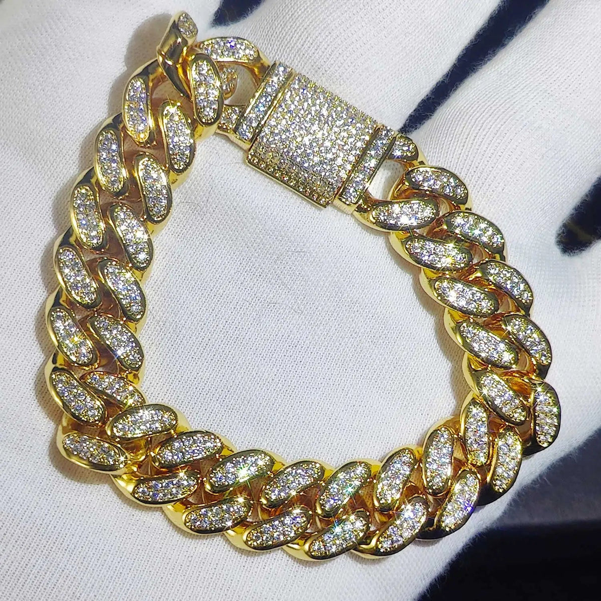 Luxury Jewelry Bling CZ Cuban Link Bracelet Two Row Zircon Copper Miami Cuban Bracelet Iced Out Hip Hop Men Women Volleria