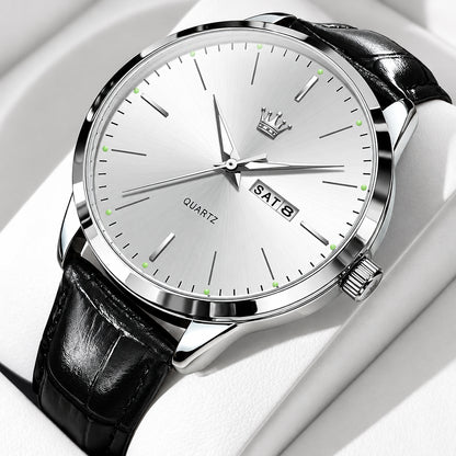 OLEVS 2935 Men Quartz Watch Dual Calendar Luminous Classic Business Watch For Men Fashion Original Waterproof Dress Wristwatch Volleria